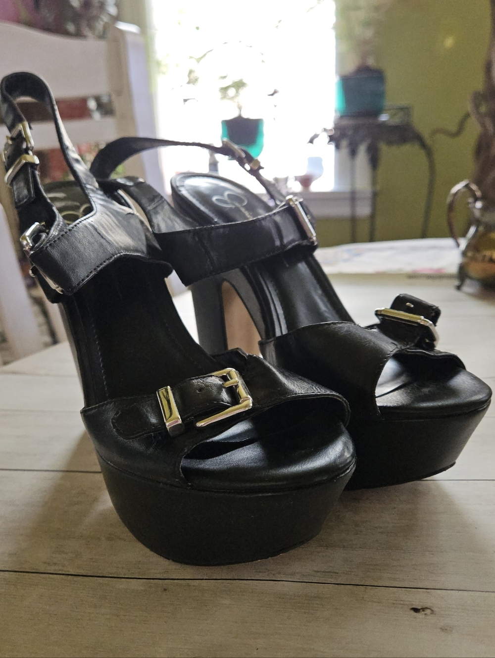 Women's Black Platform Slingback Heeled Sandals -Jessica Simpson